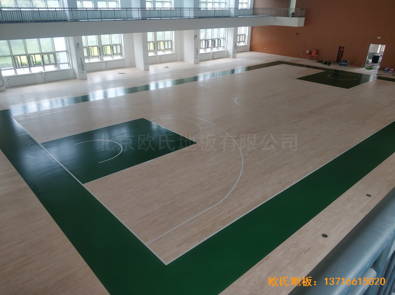 潭柘寺1311武警部隊籃球館運動木地板施工案例0