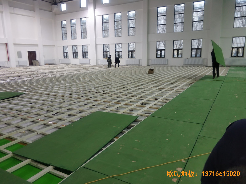 西安63751部隊籃球館體育木地板施工案例2